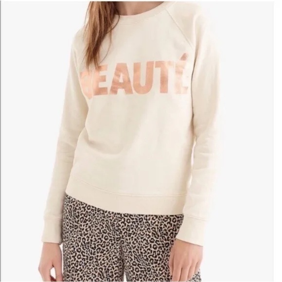 J. Crew  BEAUTE Sweatshirt Crewneck Metallic Rose Gold (22) - Picture 1 of 6
